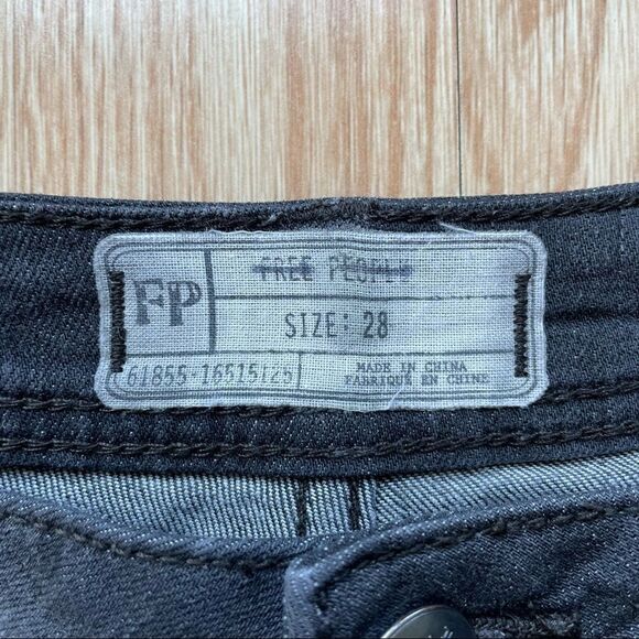 Free People Black/Gray Distressed Black Beaded Ankle Jeans - Picture 3 of 10